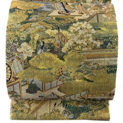 FN12221y 着物 正絹 全通柄丸帯 雲間源氏屛風絵 - メルカリ