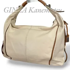 【MY0741】銀座かねまつ ワンショルダーバッグ ハンドバッグ 肩掛け 手提げ 鞄 ベージュ ブラウン レザー レディース ファスナーのサムネイル