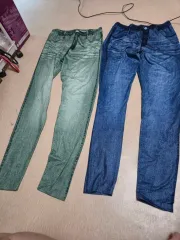 (新品)デニム 緑色 レギンス 2種 セットのサムネイル