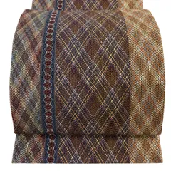 【美品】 袋帯 秀品 斜め格子 幾何学模様 金糸 赤茶 全通 正絹 【中古】