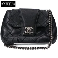 CHANEL　シャネル　19番台 ヴィンテージカーフ×キャビアスキン マトラッセ ミニチェーンショルダーバッグ　-