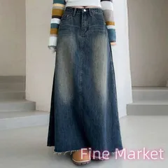 デニムスカート 春秋 レディース ボトムズ ロングスカート Aラインスカート デニムブルー ロングデニムスカート おしゃれ ファッション 可愛い 通学通勤