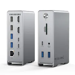 Macbook Pro/Air専用 14-IN-2 ドッキングステーション Type c Dock 3画面モード トリプルディスプレイ対応 MST機能 4K＠60Hz HDMIポート 100W出力 10Gbps USB-Aポート USB-Cポ bfe0935a