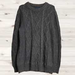 B1769 アメリカンイーグル AMERICAN EAGLE ニット セーター 長袖(XS) グレー コットン 綿混 ウール混 プルオーバー シンプル ノームコア 着回し ケーブルニット アランニット風