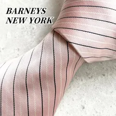 【極美品】 BARNEYS NEW YORK バーニーズニューヨーク ネクタイ ピンク ホワイト ネイビー ストライプ柄 ペンシルストライプ シルク 100% 高級 セレクトショップ ビジネス フォーマル スーツ メンズ 紳士服 結婚式 美品のサムネイル