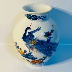 鍋島 和泉 花瓶 孔雀絵 和柄 花柄 花器 水盤 華道 花道 お花 生け花 花立 花入 送料込み フォロー割 クーポンご利用可能 お値引き交渉可能 一点限りのサムネイル