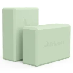Trideer ヨガブロック ソフト 滑り止め 表面 プレミアムフォームブロック サポート 軽量 無臭 ピラティス 瞑想 一般フィットネス ストレッチ トーニング用ヨガアクセサリー (ミントグリーン-2個パック) のサムネイル