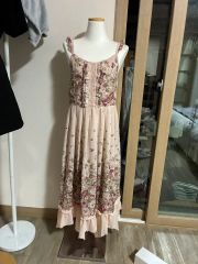 evelyn レースフリルティアードOP ワンピース ロングワンピース ピンク