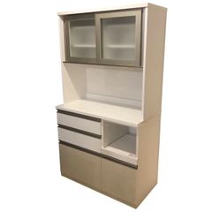 美品】土井インテリヤ工業 キッチンボード 食器棚 ナポリ90 幅90