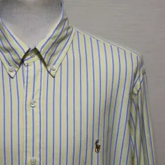 【ビックサイズ】ラルフローレン CLASSIC FIT オックスフォード ボタンダウンシャツ ストライプ レモンイエロー×サックスブルー×白 カラーポニー XXL 近年モデル  オーバーサイズ 美品 米国購入