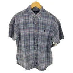 ラルフローレン RALPH LAUREN CUSTOM FIT リネン100 チェック S/S ボタンダウンシャツ メンズ  L