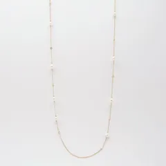 ミキモト ステーション ネックレス  アコヤ真珠 ダイヤモンド 80cm 7.6~5.6mm 0.48ct K18YG 箱 付き Sランクのサムネイル