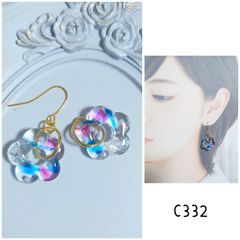 ピアス レジン 紫 かすみ草 蝶 推し メンカラ デート イベント ライブ