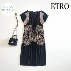 ETRO エトロ ペイズリー 切り替え 総柄 半袖 ワンピース 42 - メルカリ