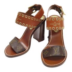 ルイヴィトン ウェッジ ハイヒール ストラップ サンダル モノグラム LV 
