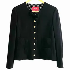 PINK HOUSE ピンクハウス  金ボタン リボン ノーカラー ジャケット 裏地ドット レディース Mのサムネイル