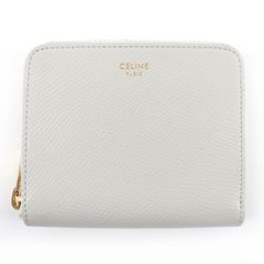 CELINE ホワイト 二つ折り財布 チョーク スモールジップウォレット 