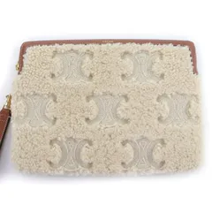 未使用品☆CELINE セリーヌ 10J503FJ4 SMALL POUCH WITH STRAP トリオンフ ナチュラル タン シアリング レザー クラッチバッグ 箱・保存袋付き イタリア製 レディース