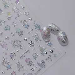 匿名配送⭐︎ネイルシール　立体　3D シェル　クラゲ　シーサイド　ヒトデ　5735