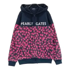 サイズ：4 PEARLY GATES パーリーゲイツ  ジップパーカー ジャケット 花 ロゴ柄 ネイビー系 [240101680572] ゴルフウェア メンズ ストスト