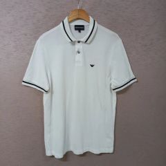 エンポリオアルマーニ 2XL 総柄 エンボス 文字ロゴ Tシャツ 総ロゴ 白 