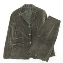 良品 RALPH LAUREN ラルフローレン ベルベット スカートスーツ 2点 セットアップ テーラードジャケット 膝丈スカート 9 カーキ レディース 古着 中古 USEDのサムネイル