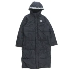 良品 UNDER ARMOUR アンダーアーマー ロング ベンチコート ジャケット ブルゾン 中綿 トレーニング スポーツ ウェア XL 黒 ブラック メンズ 古着 中古 USED