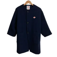 良品 DANTON ダントン COLLARLESS CREW NECK COAT ノーカラーコート サイズ36 ネイビー  レディース 古着 中古 USEDのサムネイル