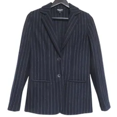 美品 GIORGIO ARMANI ジョルジオアルマーニ カシミア100％ ピンストライプ柄 シングル テーラードジャケット サイズ38 ネイビー レディース 古着 中古 USEDのサムネイル