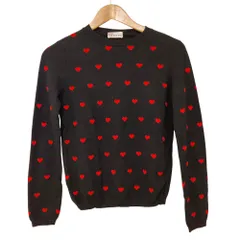 美品 REDValentino レッドヴァレンティノ ハート柄 アンゴラブレンド ニット プルオーバー セーター サイズXS ブラック レディース 古着 中古 USEDのサムネイル
