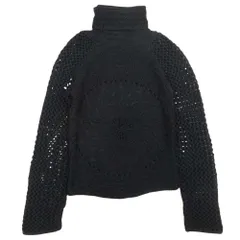 良品 Valentino ヴァレンチノ ヴァレンティノ クロシェ ローゲージニット トップス タートルネック セーター M 黒 ブラック レディース 古着 中古 USED