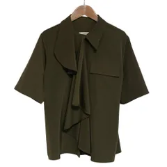 美品 MM6 MAISON MARGIELA エムエムシックス ポリエステルツイルラッフルデザインショートスリーブシャツ S52DL0128 サイズ36 カーキ レディース 古着 中古 USEDのサムネイル