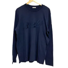 美品 23SS MONCLER モンクレール LS TSHITS ロゴエンブロイダリー 長袖 Tシャツ I10918D00002 Lサイズ ネイビー メンズ 古着 中古 USED