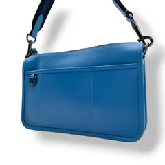 良品 コーチ COACH ショルダーバッグ クロスボディ レザー ブルー 青 ゴールド金具 ロゴチャーム ファスナー開閉 斜め掛け 肩掛け エレガント お出かけ デイリーユース レディース 鞄 カバン C1592 S79