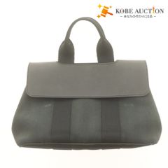 □HERMES（エルメス）良品 / キャンパス×レザー /ハンドバッグ / 黒