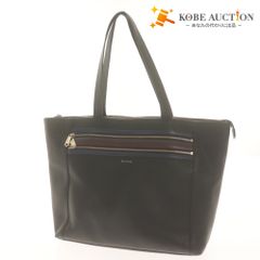 A4収納可能✨ポールスミス トートバッグ マルチストライプ レザー 黒