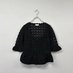 GANNI ガニー スクエアネック クロシェ ニット ペプラム ブラック 系 サイズ S 805-0030のサムネイル