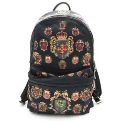 DOLCE & GABBANA (ドルチェアンドガッバーナ) 紋章エンブレム ナイロンリュック バック ブラックのサムネイル
