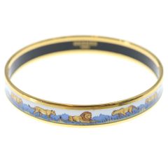 HERMES ユニ ロゴブレスレット シルバー×オレンジ バングル 付属品あり
