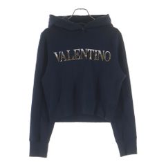 極美品】ヴァレンティノ Vロゴ スパンコール クロップド パーカー 黒 S 
