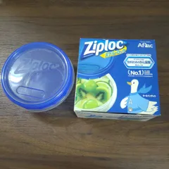 【TAKA101-46】◇ ASAHIKASEI HOME PRODUCTS ｢Aflac オリジナル Ziploc スクリューロック ノベルティ プラスチック製 保存容器 300ml 限定品｣ 容器:クリア 蓋:ブルーのサムネイル