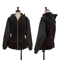 ジャンポールゴルチエJean Paul GAULTIER ウエストシェイプダーツジップフードベロアストライプジャケット 黒9のサムネイル