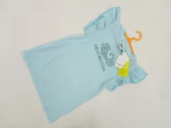 80%OFF 定価￥2,800 キッズ 新品タグ付 フルーツオブザルーム FRUIT OF THE LOOM ロング丈 フリルスリーブ クルーネック フリルワンピース 100 サックス地 グリーン 英字&フルーツ メール便可のサムネイル