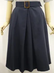 トーナル TONAL ロング丈 ボックスプリーツフレアスカート 38 ネイビーのサムネイル