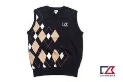 カッター＆バック CUTTER & BUCK 中古 Vネック アーガイル柄 ニット ベスト L ブラック 日本製