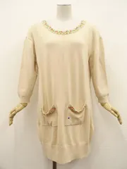 90%OFF 定価\19,000 訳あり未使用品 ヴェロフォンナ Re.Verofonna ひざ丈 ドロップショルダー 長袖 ラウンドネック ニットワンピース 38 ベージュ系のサムネイル