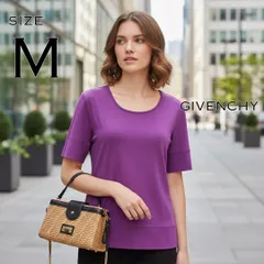 【新品タグ付】GIVENCHYジバンシィ 日本製ヴィンテージ 00s Y2K 4Gロゴ袖 半袖 ラインカットソー M 紫パープル 【古着】【中古】【送料無料】のサムネイル