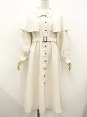 訳あり未使用品 ゴージ GORGE 洗えるロング丈 長袖  シャツワンピース F アイボリー