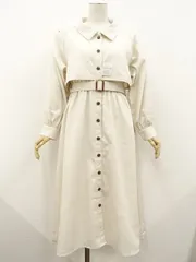 訳あり未使用品 ゴージ GORGE 洗えるロング丈 ラグランスリーブ 長袖 シャツワンピース F アイボリーのサムネイル