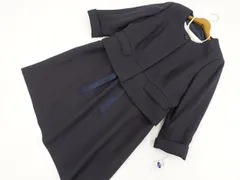 65％OFF 定価 \9,800 大きいサイズ 新品タグ付き TOPVALU ツイードジャケット+半袖ロング丈ツイード＆シフォンワンピ 春夏スーツ2点セット 23BR 紺/白 紺